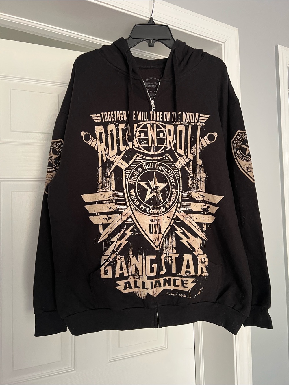 Rock n Roll Gangstar Alliance Black Graphic Zip-Up Hoodie